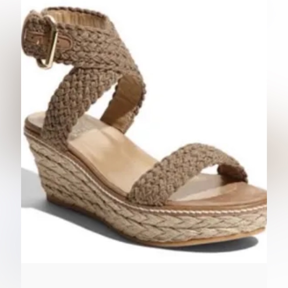 Stuart Weitzman Tan Espadrille Wedge Sandals - Picture 6 of 13